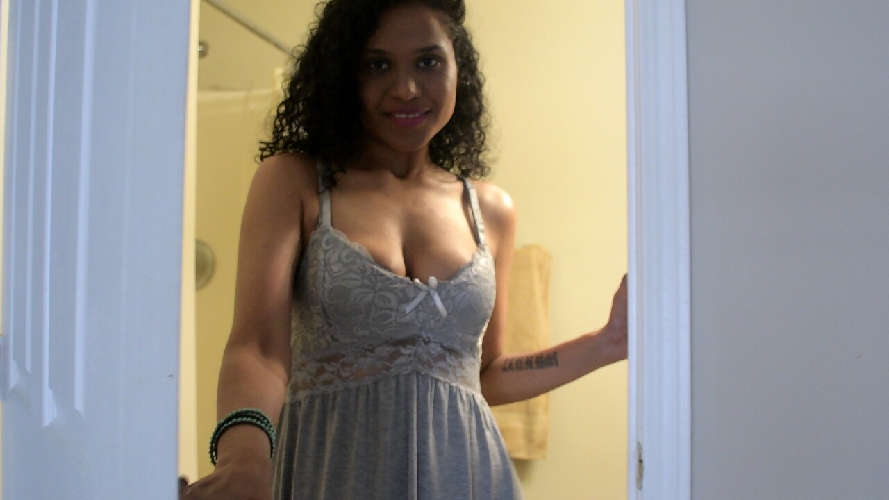 Sexy Lily in Grey Nighty Masturbating